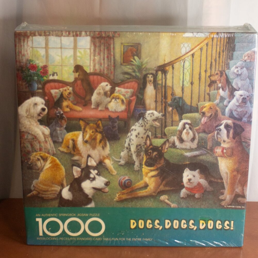 Vintage Springbok Dogs, Dogs, Dogs! 1000-Piece 24 x 30 Jigsaw Puzzle Unopened